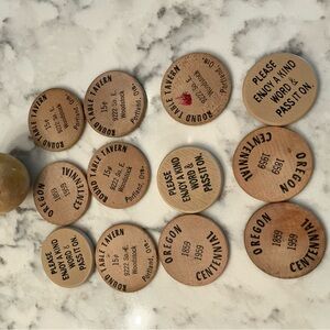 Vintage Oregon Centennial Wooden Tokens